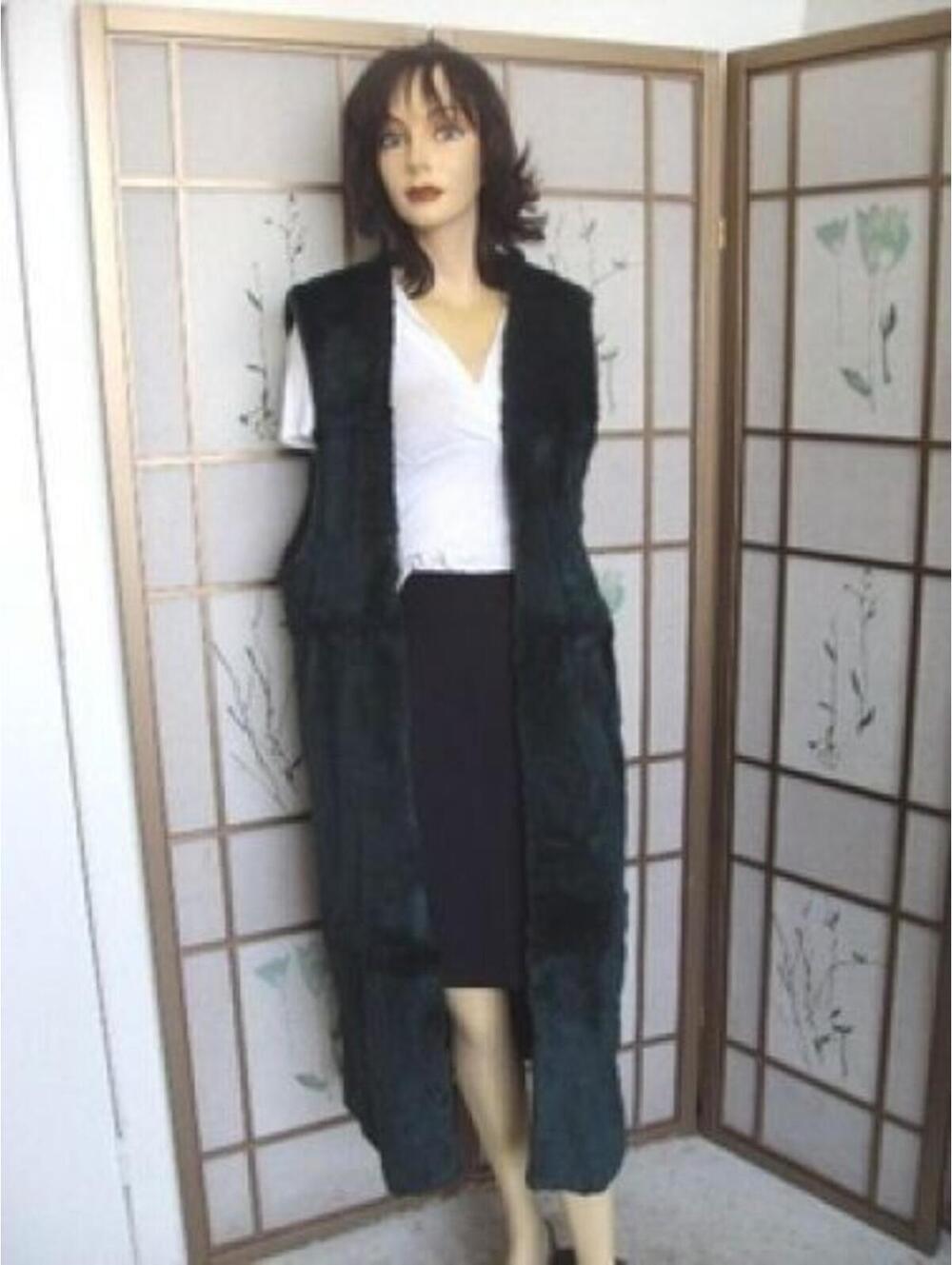 MINT GREEN SHEARED RABBIT FUR VEST WOMEN SIZE 6 SMALL